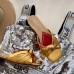 Gucci Front Knot Leather Slide Sandals 577231 Metallic Gold 2019