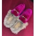 Gucci Princetown Velet Horsebit Detail Slipper With Fur 448657 Fuchsia 2017