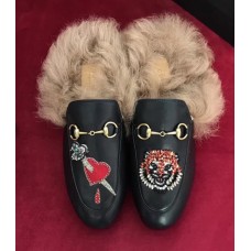 Gucci Princetown Calfskin Horsebit Detail Applique Slipper With Fur 2017 Gucci Princetown Calfskin Horsebit Detail Applique Slipper With Fur 2017