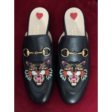 Gucci Princetown Leather Horsebit Detail Embroidered Angry Cat Slipper 2017 Gucci Princetown Leather Horsebit Detail Embroidered Angry Cat Slipper 2017
