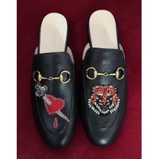 Gucci Princetown Calfskin Horsebit Detail Slipper With Appliques 463475 2017 Gucci Princetown Calfskin Horsebit Detail Slipper With Appliques 463475 2017