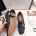 Gucci Leather Double G mid-heel preal loafer shoes Navy(Y30-721702)