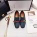 Gucci Leather Double G mid-heel preal loafer shoes Navy(Y30-721702)