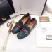 Gucci Leather Double G mid-heel preal loafer shoes Navy(Y30-721702)