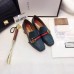 Gucci Leather Double G mid-heel preal loafer shoes Navy(Y30-721702)