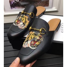 Gucci Pricetown Horsebit Detail Embroidered Tiger Head Men's Slipper 457135 Black 2017 Gucci Pricetown Horsebit Detail Embroidered Tiger Head Men's Slipper 457135 Black 2017