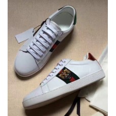 Gucci Ace Leather Embroidered Feline Head Low-top Sneaker 457132 White