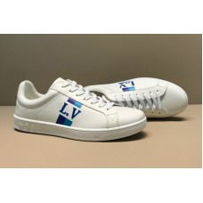 Louis Vuitton 1A57T9 LV Luxembourg Sneaker in White Calf leather With Blue web Louis Vuitton 1A57T9 LV Luxembourg Sneaker in White Calf leather With Blue web