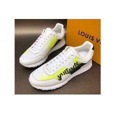 Louis Vuitton 1A5ATF LV Run Away Sneaker in white calf leather and Yellow textile printed Louis Vuitton 1A5ATF LV Run Away Sneaker in white calf leather and Yellow textile printed