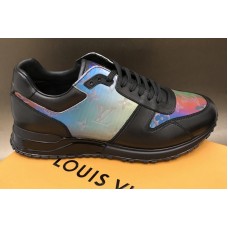 Louis Vuitton 1A7YKE LV Run Away sneaker in Black Calf leather and iridescent Monogram textile Louis Vuitton 1A7YKE LV Run Away sneaker in Black Calf leather and iridescent Monogram textile