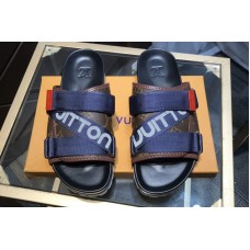 Louis Vuitton 1A5S85 LV Honolulu Mule in Damier Ebene Canvas With Blue Louis Vuitton 1A5S85 LV Honolulu Mule in Damier Ebene Canvas With Blue