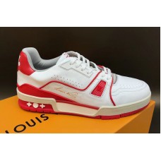 Louis Vuitton 1A54HA LV Trainer Sneaker and Shoes Red Calf Leather Louis Vuitton 1A54HA LV Trainer Sneaker and Shoes Red Calf Leather