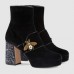 Gucci Black Velvet Ankle Boot With Bee Gucci Black Velvet Ankle Boot With Bee