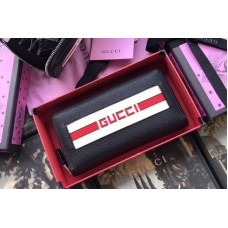 Gucci 408831 Original Calfskin Leather With Print Zip Around Wallet Black Gucci 408831 Original Calfskin Leather With Print Zip Around Wallet Black