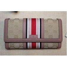 Gucci 409440 GG Supreme Canvas Leather Continental Wallet Pink Gucci 409440 GG Supreme Canvas Leather Continental Wallet Pink