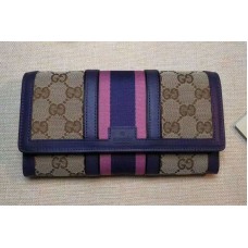 Gucci 409440 GG Supreme Canvas Leather Continental Wallet Purple Gucci 409440 GG Supreme Canvas Leather Continental Wallet Purple