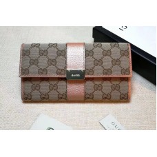 Gucci 233028 Continental GG Fabric with Leather Wallet Pink Gucci 233028 Continental GG Fabric with Leather Wallet Pink