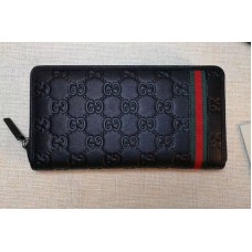 Gucci 291105 Guccissima Leather Web Zip Around Wallet Black Gucci 291105 Guccissima Leather Web Zip Around Wallet Black