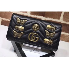 Gucci 443436 GG Marmont continental With Animal wallet Black Gucci 443436 GG Marmont continental With Animal wallet Black