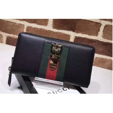 Gucci 476083 Sylvie leather zip around wallet Black Gucci 476083 Sylvie leather zip around wallet Black