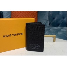 Louis Vuitton M30375 LV Pocket Organizer Wallets Black Taiga leather Louis Vuitton M30375 LV Pocket Organizer Wallets Black Taiga leather