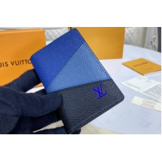 Louis Vuitton M30709 LV Pocket Organizer Wallet in Blue monochrome Taiga leather Louis Vuitton M30709 LV Pocket Organizer Wallet in Blue monochrome Taiga leather