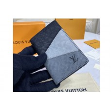 Louis Vuitton M30729 LV Pocket Organizer Wallet in Gray monochrome Taiga leather Louis Vuitton M30729 LV Pocket Organizer Wallet in Gray monochrome Taiga leather
