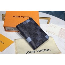 Louis Vuitton N60158 LV Pocket Organizer Damier Graphite Canvas Light Blue Louis Vuitton N60158 LV Pocket Organizer Damier Graphite Canvas Light Blue