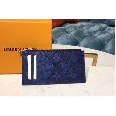 Louis Vuitton M30270 LV Coin Card Holder Monogram canvas and Taiga Leather Blue Louis Vuitton M30270 LV Coin Card Holder Monogram canvas and Taiga Leather Blue