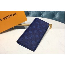 Louis Vuitton M30297 LV Brazza Wallet Monogram Canvas and Taiga Leather Blue Louis Vuitton M30297 LV Brazza Wallet Monogram Canvas and Taiga Leather Blue