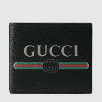 Gucci Black Print Leather Bi-fold Wallet Gucci Black Print Leather Bi-fold Wallet