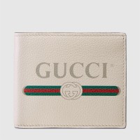 Gucci White Print Leather Bi-fold Wallet Gucci White Print Leather Bi-fold Wallet