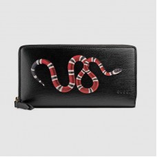 Gucci Black Kingsnake Print Leather Zip Around Wallet Gucci Black Kingsnake Print Leather Zip Around Wallet