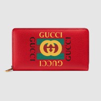 Gucci Red Print Leather Zip Around Wallet Gucci Red Print Leather Zip Around Wallet