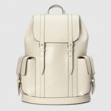 Gucci Men's Backpack In White GG Embossed Leather