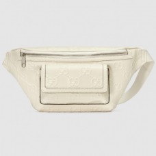 Gucci Belt Bag In White GG Embossed Perforated Leather Gucci Belt Bag In White GG Embossed Perforated Leather
