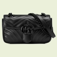 Gucci Black GG Marmont Mini Shoulder Bag with Black Hardware Gucci Black GG Marmont Mini Shoulder Bag with Black Hardware