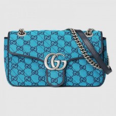 Gucci Blue GG Marmont Multicolor Canvas Small Bag Gucci Blue GG Marmont Multicolor Canvas Small Bag