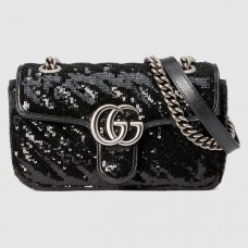 Gucci GG Marmont Mini Shouler Bag In Black Sequin Gucci GG Marmont Mini Shouler Bag In Black Sequin