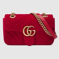 Gucci Red GG Marmont Mini Velvet Shoulder Bag Gucci Red GG Marmont Mini Velvet Shoulder Bag