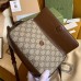 Gucci Horsebit 1955 Small Bag In GG Canvas With Brown Trim Gucci Horsebit 1955 Small Bag In GG Canvas With Brown Trim
