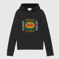Gucci Men Oversize Sweatshirt With Gucci Logo In 100% Cotton-Black Gucci Men Oversize Sweatshirt With Gucci Logo In 100% Cotton-Black