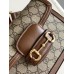 Gucci Horsebit 1955 Mini Bag In GG Supreme With Brown Trim
