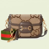 Gucci Horsebit 1955 Mini Bag in Camel Jumbo GG Canvas Gucci Horsebit 1955 Mini Bag in Camel Jumbo GG Canvas
