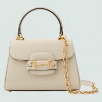 Gucci Horsebit 1955 Mini Handbag in White Leather