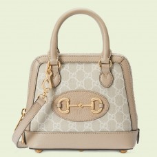 Gucci Horsebit 1955 Mini Top Handle Bag in White GG Supreme Canvas