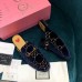 Gucci Princetown Slippers In Blue GG Velvet Gucci Princetown Slippers In Blue GG Velvet