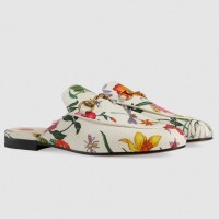 Gucci Princetown Slippers In Flora Print Canvas Gucci Princetown Slippers In Flora Print Canvas