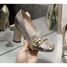 Gucci Women's Metallic Marmont Fringed Loafer Heel Gucci Women's Metallic Marmont Fringed Loafer Heel