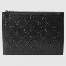 Gucci Portfolio Pouch Bag In Black GG Embossed Perforated Leather Gucci Portfolio Pouch Bag In Black GG Embossed Perforated Leather